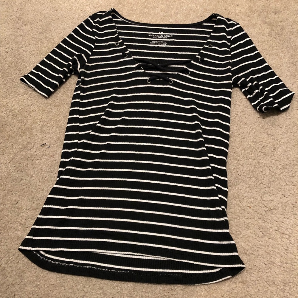 💜 2 for $12 American Eagle Strappy Striped Top - Picture 1 of 4
